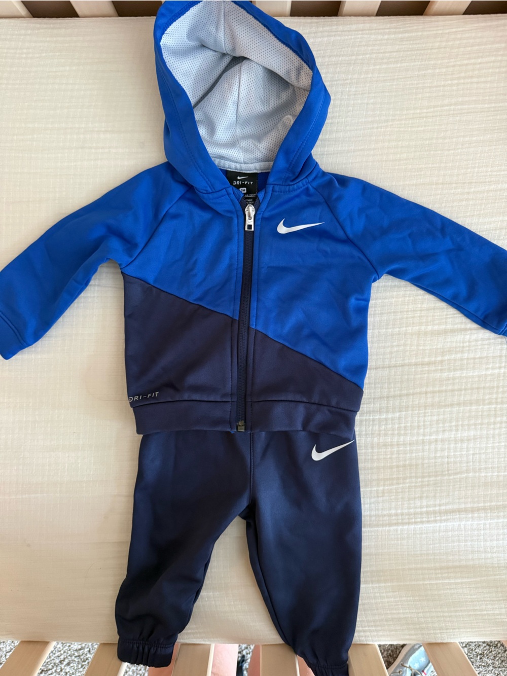 Nike Blue and Navy Baby Matching Sweats Set- pants and hooded jacket- EUC- 9 mo